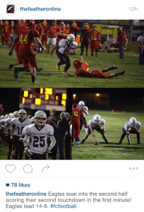 This three-shot post from The Feather Online (Fresno, California) captures football game action.