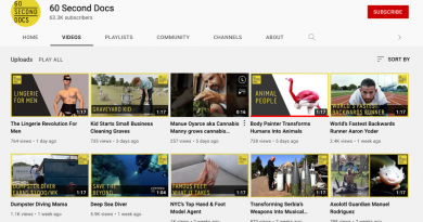 Screenshot of 60 Second Docs Youtube video listings page